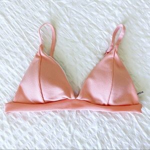 Peach Triangle Ribbed Bikini Top